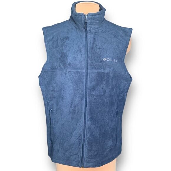 Columbia Vest Lightweight Blue Fleece Zipper Front Unisex Size Medium - Picture 1 of 7